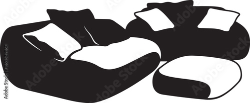 Black and White Bean Bag Chairs Illustration