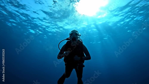Wallpaper Mural Scuba diver exploring ocean underwater sea. Torontodigital.ca