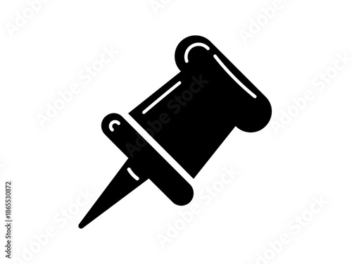 Black push pin icon in a simple flat silhouette style.