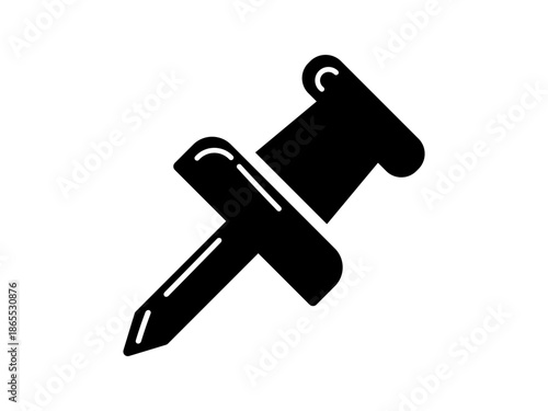 Black push pin icon in a simple flat silhouette style.