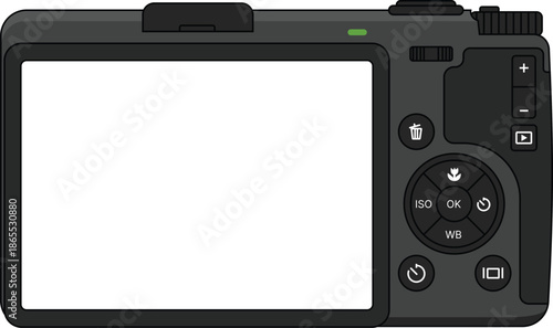 Back Of A Compact Digital Camera With A Blank LCD Screen