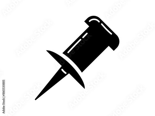 Black push pin icon in a simple flat silhouette style.