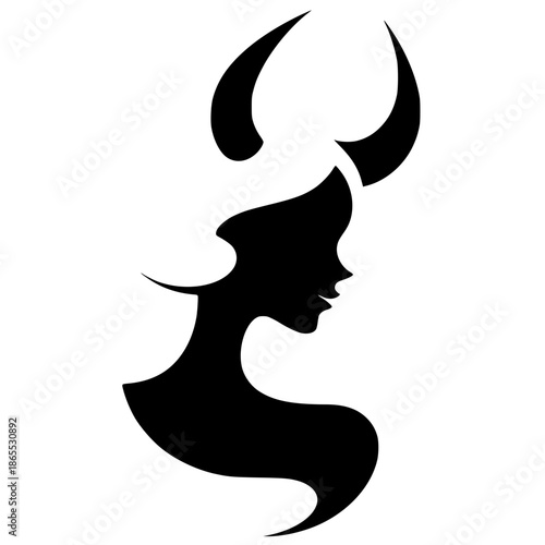 Silhouette of the devil woman logo