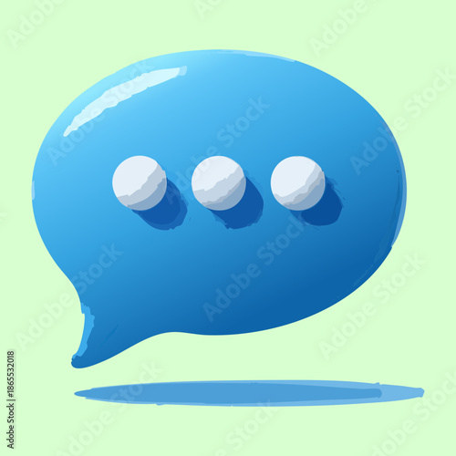 blue 3d message bubble for social media communication and instant messaging notification in mobile game app