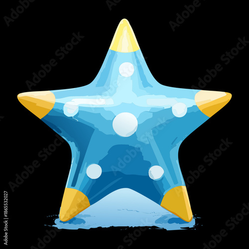 sparkling blue star with yellow accents for magic spell effect and winner celebration in fantasy game app