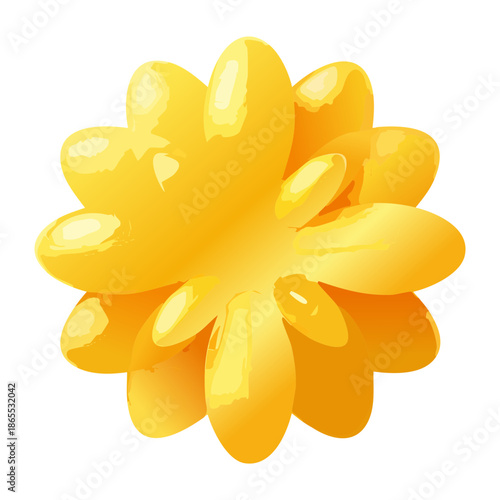 bright yellow blossom flower for organic beauty products logo and environment protection game asset nature icon