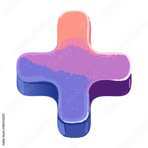 simple purple plus button for mathematical addition and medical help center symbol in casual mobile puzzle games