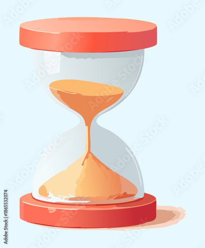 large crystal hourglass with orange sand for deadline pressure and history time travel concept in mobile app