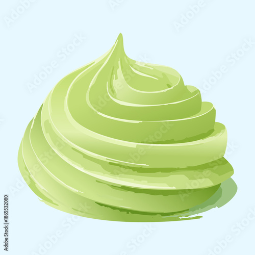 light green whipped cream swirl for matcha dessert topping and sweet food shop menu icon design