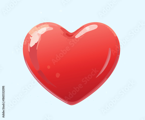 red glossy heart shape for health points and love symbol in mobile game user interface design