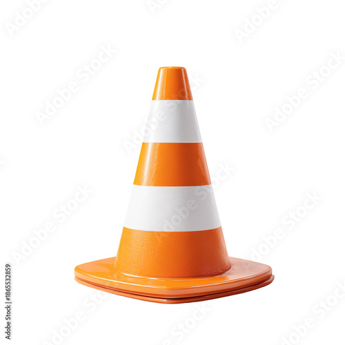 panneau de travaux et cônes de signalisation en lévitation, rendu 3D sur fond transparent