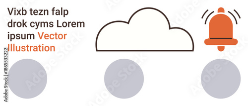 Cloud storage, alert systems, data management, digital communication, network security, tech innovation. Cloud and bell icon with text. Cloud storage and alert systems concept