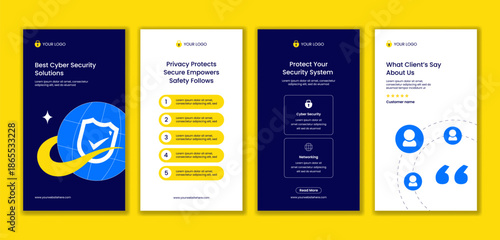 Cyber Security Data Privacy Cartoon Hand Drawn Background for Social Media Stories Illustration