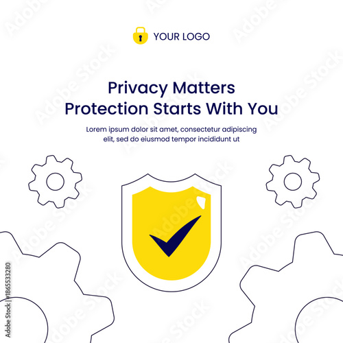 Data Privacy Cyber Security Flat Cartoon Hand Drawn Style Background Illustration