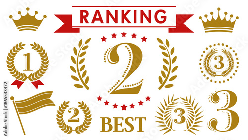 Golden retail sale price tags collection on white background minimal design