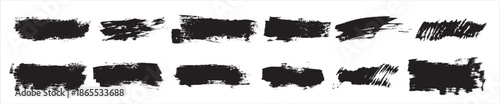 big collection of black paint ink brush strokes