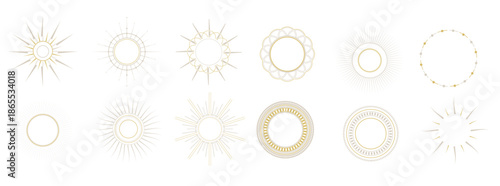 different sunburst elements for decoration signs 