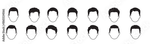fifteen black and white illustrations of mens hairstyles 