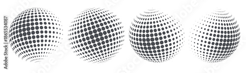 Globe shape with halftone dots. Vector illustration