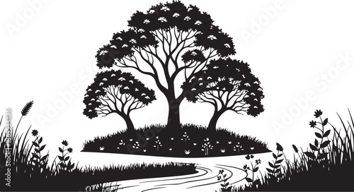 Silhouette Tree With Winding Path