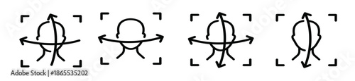 face id turn your head vector set icons