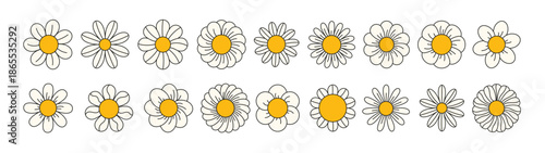 groovy daisy flowers face collection retro chamomile
