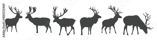 Vector illustration of Animal Deer Silhouettes collection