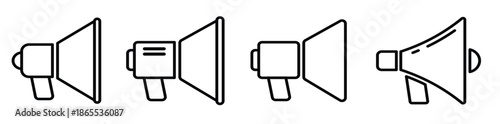 set of outlined megaphone icons speaker symbol icons 