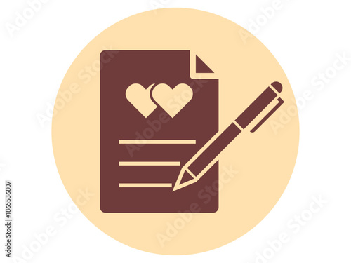 Marriage contract icon. Wedding vector icon. Flat vector illustration.