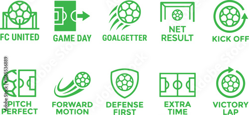 Soccer icons football icons sport icons green icons set, Football logos soccer icons sport icons line icons
