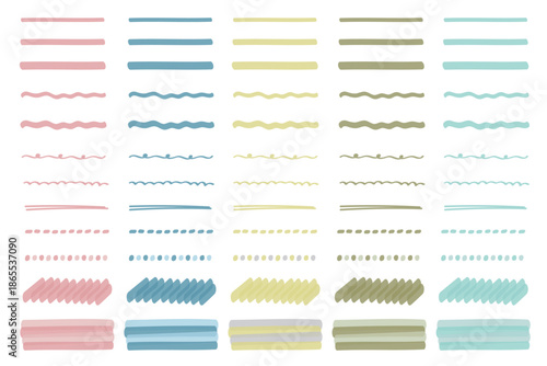 マイルドなくすみカラーのラインマーカー風素材セット