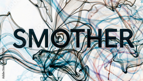 Fotografie Abstract Smother Text with Colorful Ink Swirls
