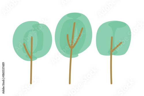 マーカーとボールペンで手書きした風のシンプルな木のイラスト