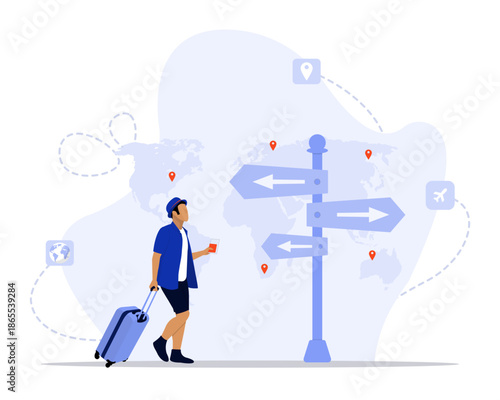 Destination concept illustration. Suitable for landing page, ui, web, App intro card, editorial, flyer, and banner.