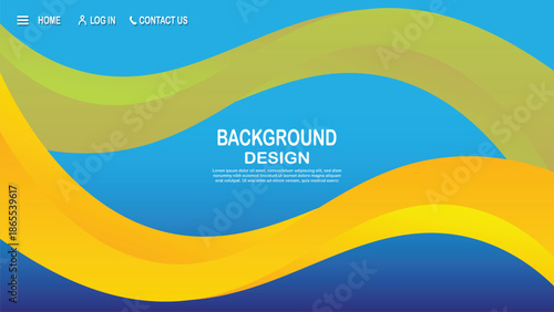 Colorful abstract wave background design with blue, green, and yellow flowing curves