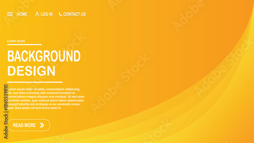 Yellow and orange curved wave background design for modern website header