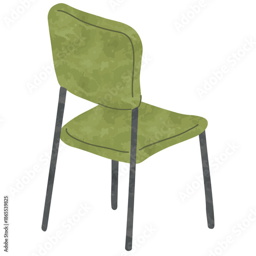 シンプルな椅子のイラスト（背面・緑）