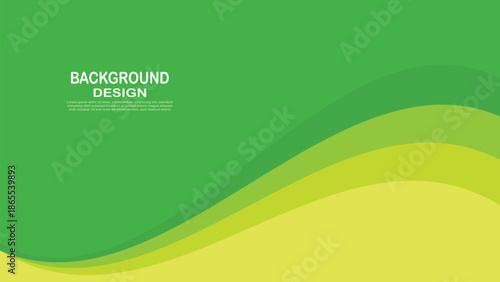 Green and yellow abstract wave background design with smooth layered curves