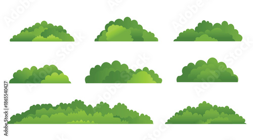 Green bush and shrub illustration set for landscape and nature design