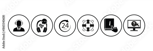 Customer service icon set. Editable minimalist web icons. Vector illustration.