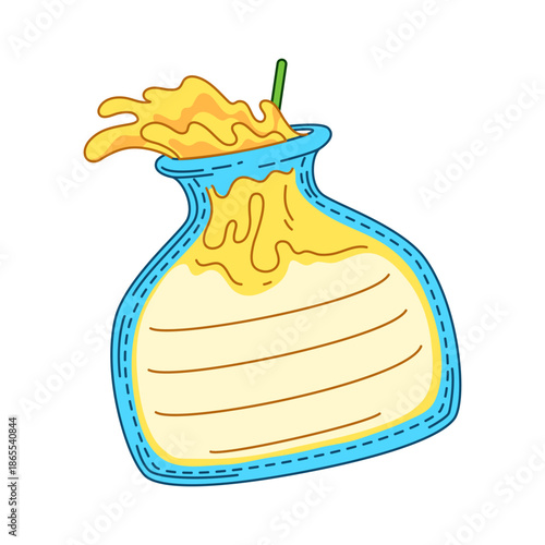 Cartoon jar, glass bottle and container with splashing juice and straw, kids memo note frame. Vector child diary page, checklist template or schedule for children coloring page, messages or education