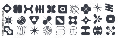 Abstract geometric shapes, brutalism elements