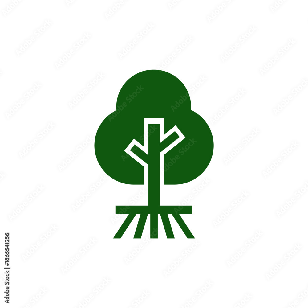 Fototapeta premium flat icon tree mono color green vector design on transparant background