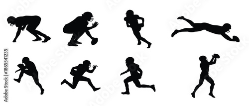 american football silhouette illustration set