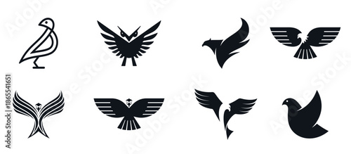 Eagle dove phoenix and owl icons