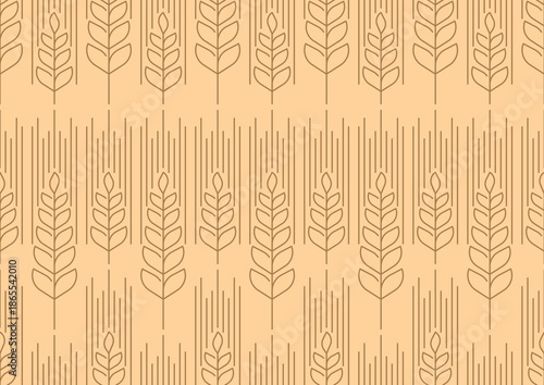 Cereal barley and wheat grain heads pattern background. For agriculture banners, cereal packaging, nutrition labels, or farm food, bread labels, farm branding or breakfast product