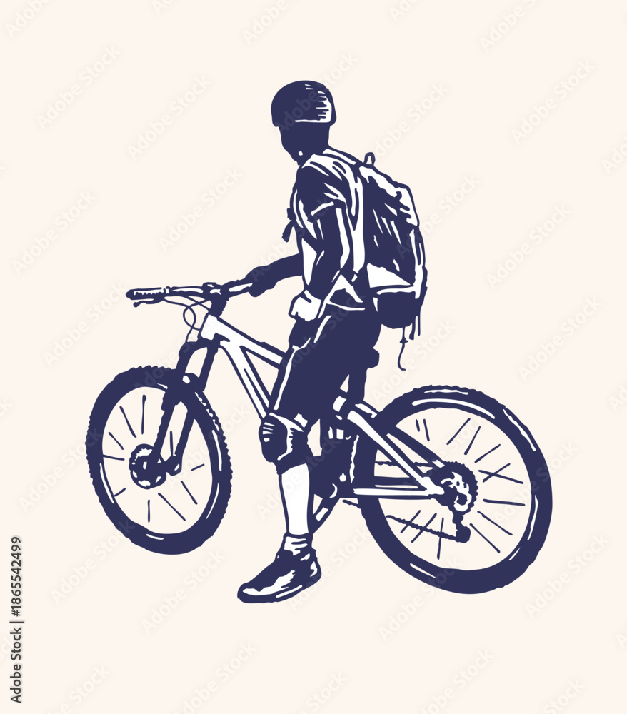 Obraz premium Hand-drawn illustration of a cyclist.
