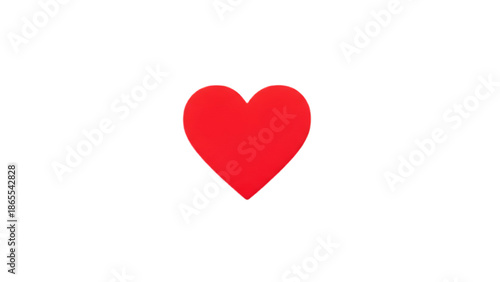 Single Red Heart Icon Isolated on Transparent Background for Valentine Concept