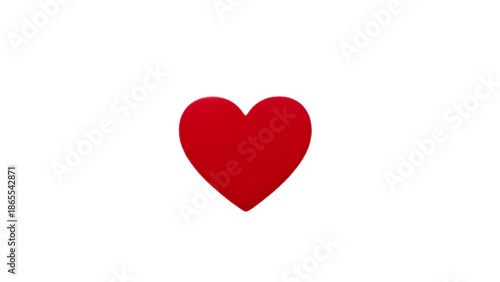 Single Red Heart Icon Isolated on Transparent Background for Valentine Concept