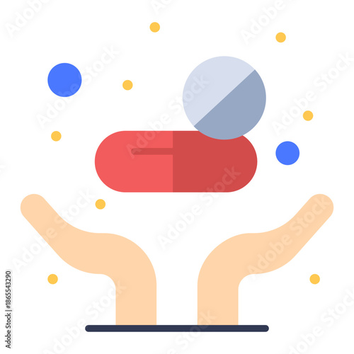 Healthcare Hope: A pair of outstretched hands tenderly cradle a symbol of medical relief and care, representing the crucial role of pharmaceuticals.